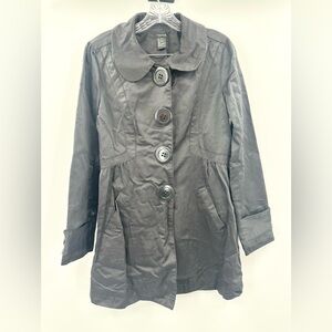 Maurices Women's Black Button‑Up Coat with Rounded Collar‎ Size Medium Y2K 90's
